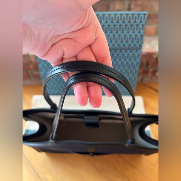 Tory Burch Black Ella T Monogram Quadrant Tote - Picture 10 of 15